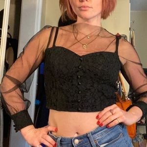 Sheer Lace Illusion Blouse